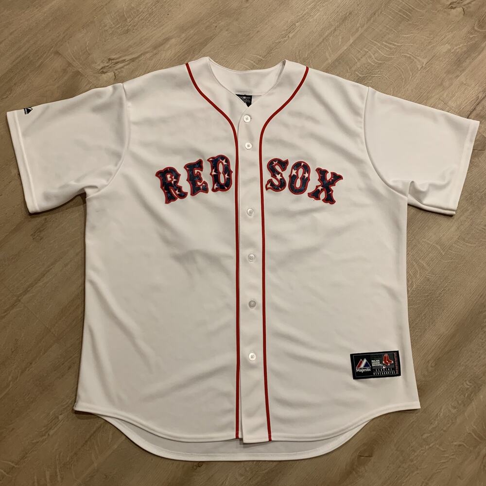 Vintage MLB Majestic Boston Red Sox Stars & Stripes Sewn Stitched Jersey Mens XL